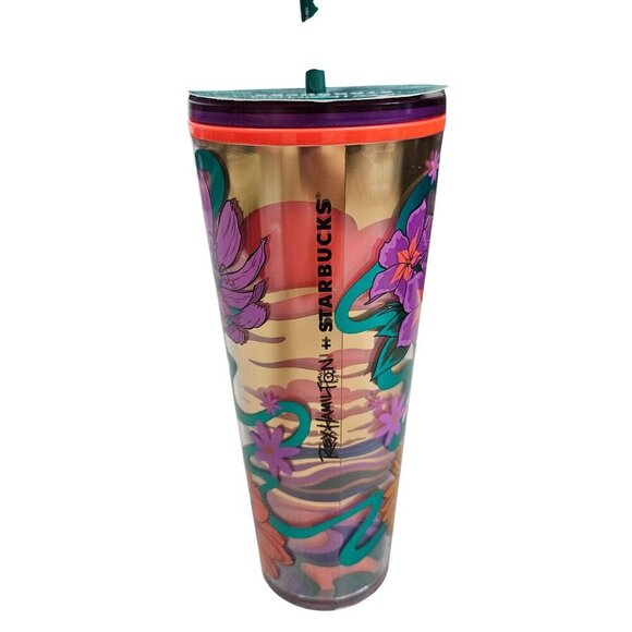 Rex Hamilton Starbucks NWT Limited Edition Floral Tumbler 24 Oz Bright Artsy - Picture 12 of 13